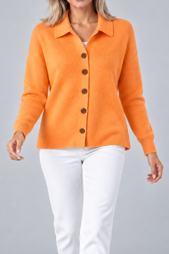 Women's Collared Knit Cardigan – Button Front Long Sleeve