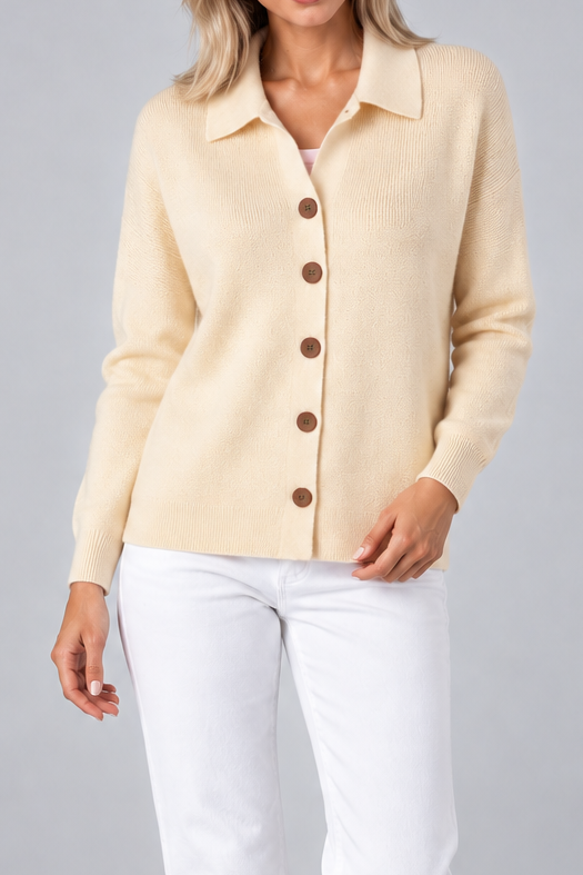 Women's Collared Knit Cardigan – Button Front Long Sleeve