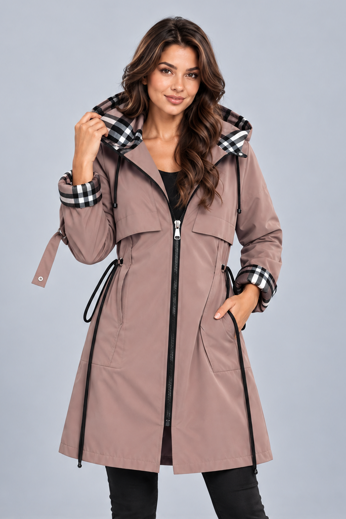 Women's Hooded Raincoat – Lightweight Zip Up Jacket