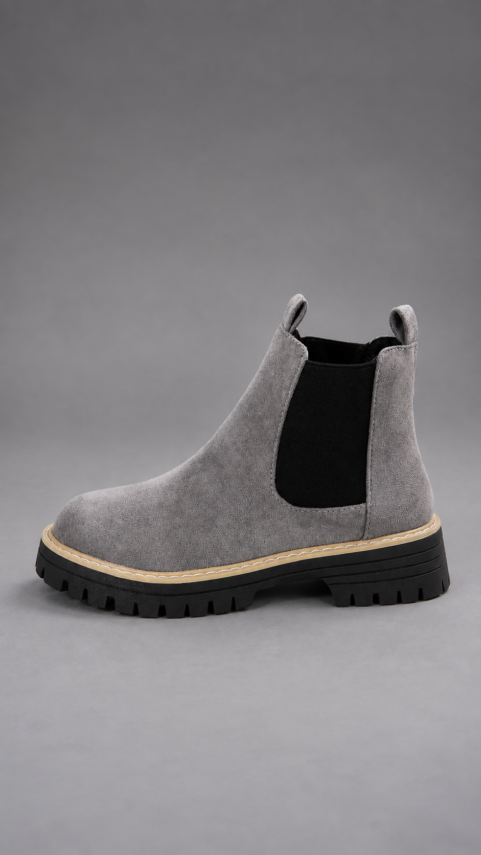 Women's Faux Suede Block Heel Ankle Boots in Grey