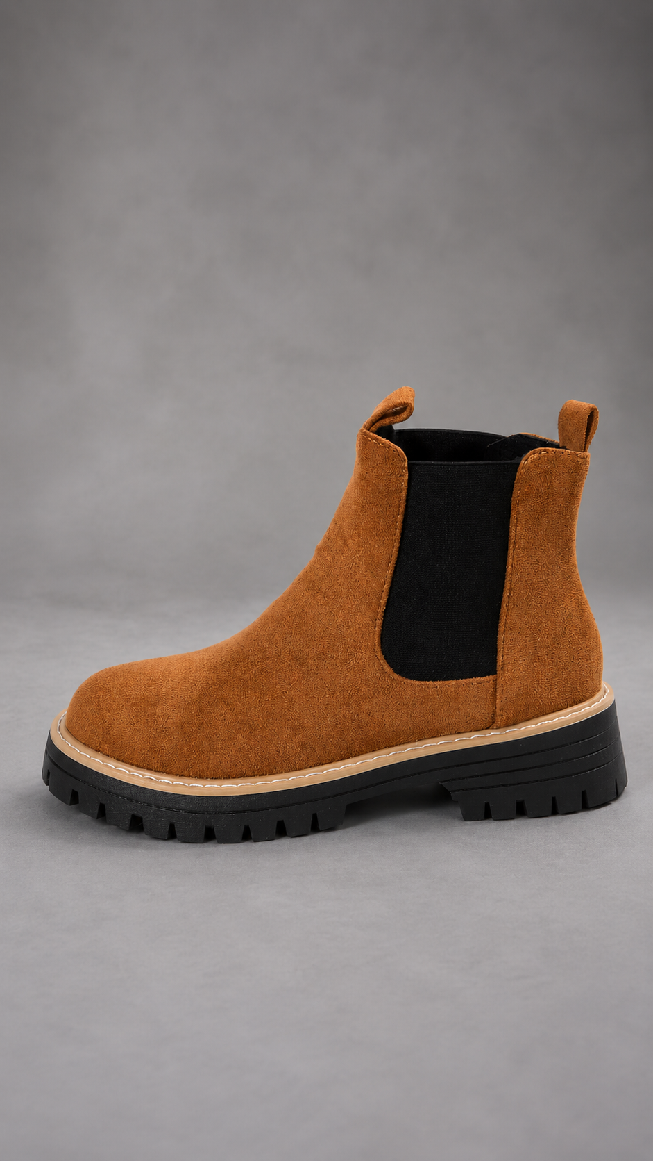 Women's Faux Suede Block Heel Ankle Boots in Brown