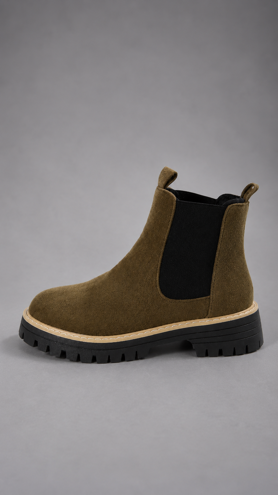 Women's Faux Suede Block Heel Ankle Boots in Apricot