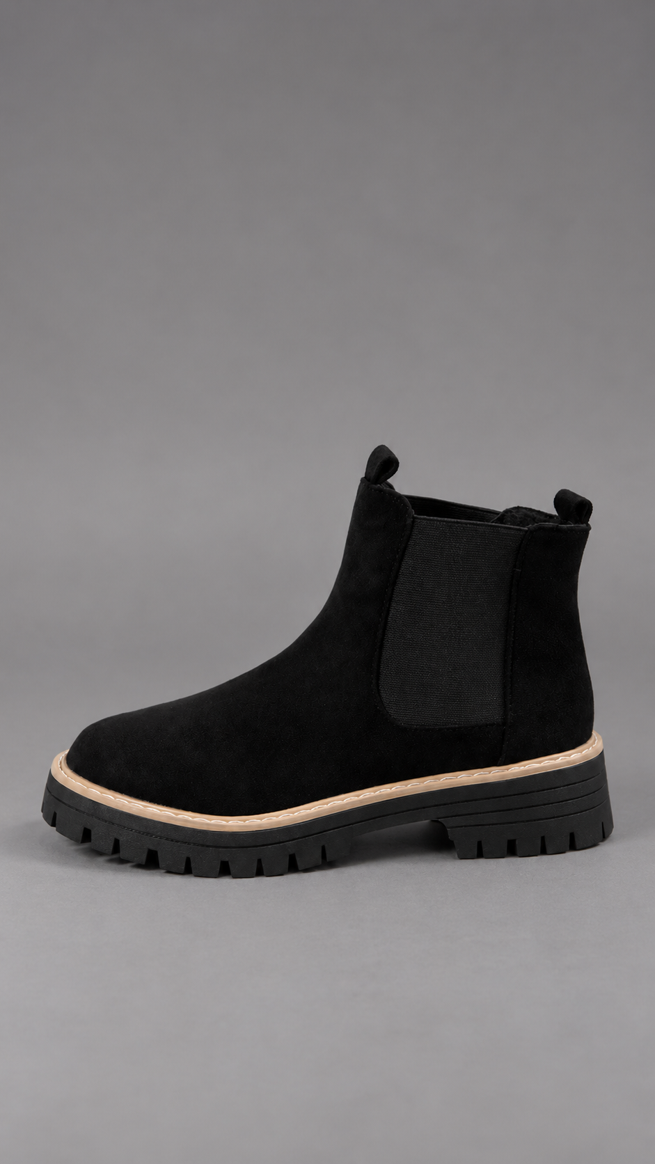 Women's Faux Suede Block Heel Ankle Boots in Black