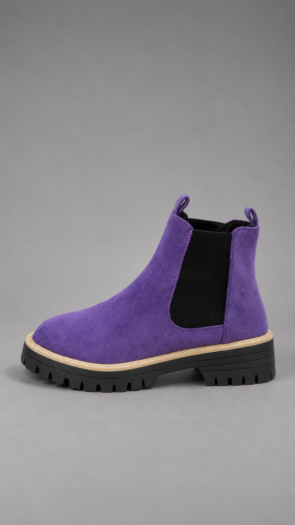 Women's Faux Suede Block Heel Ankle Boots in Purple