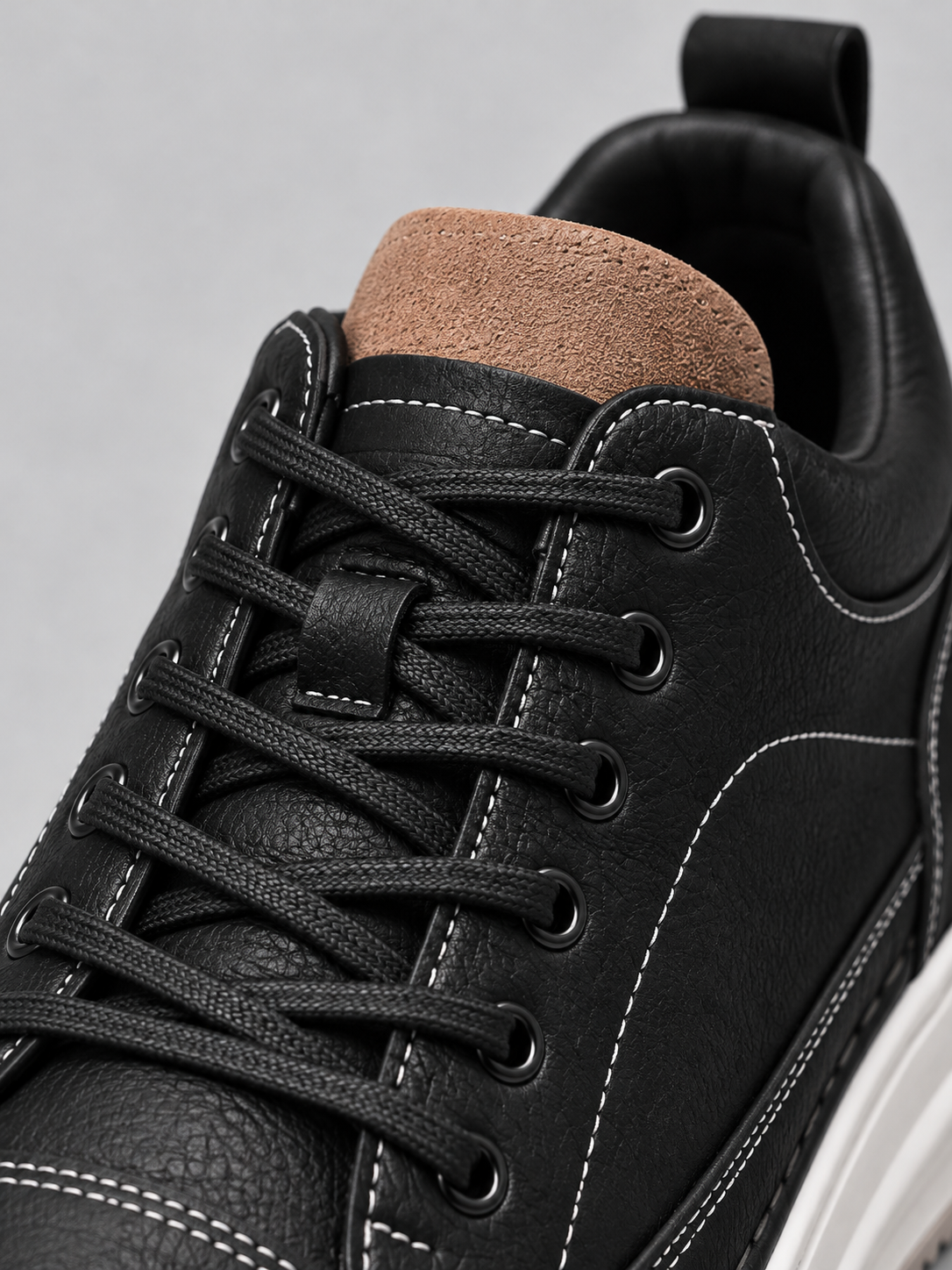Men's Leather-Look Platform Trainers – Lace-Up Casual Shoes with White Sole – Covert Club product image 6