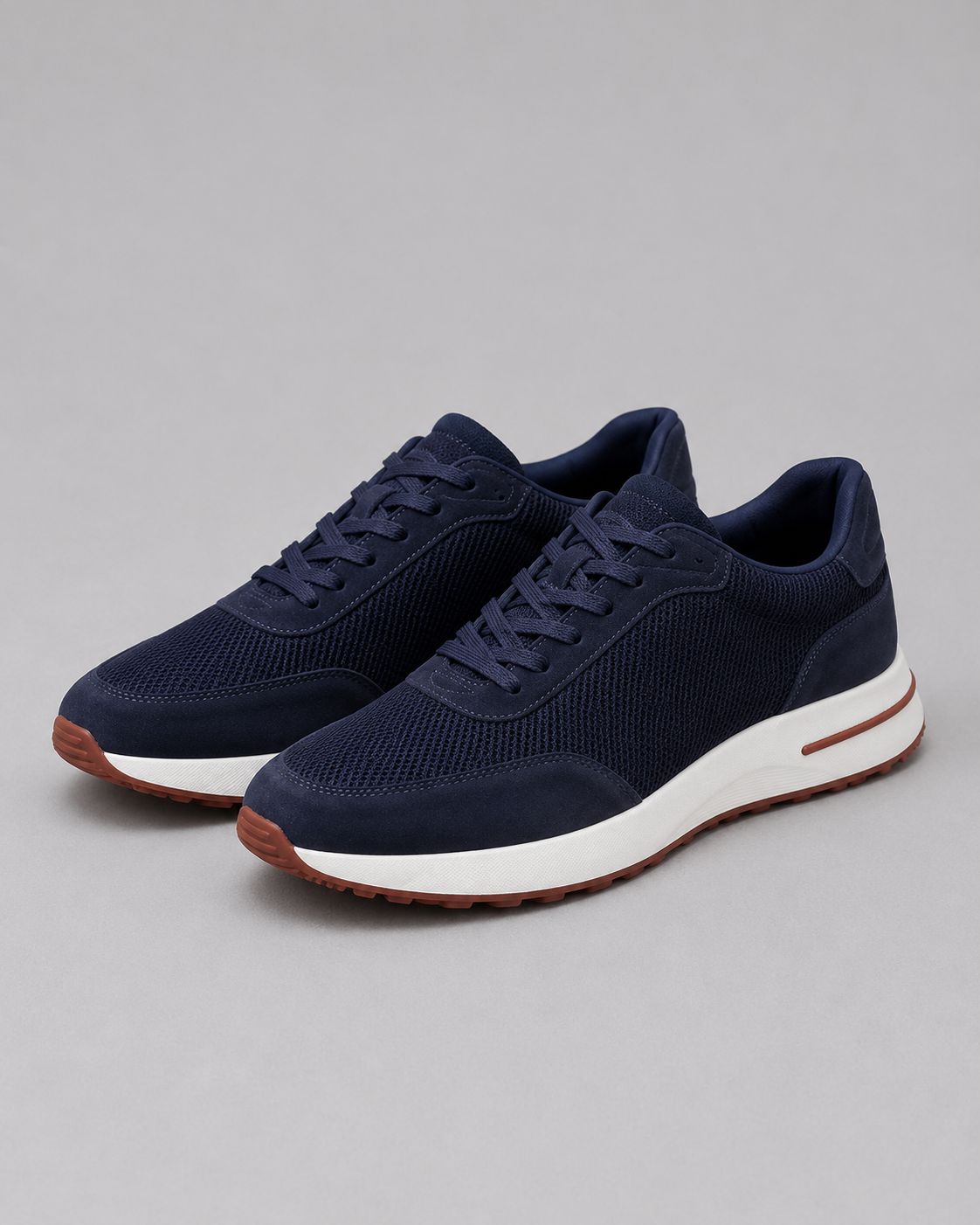 Men's Lightweight Faux Suede Trainers in Dark Blue
