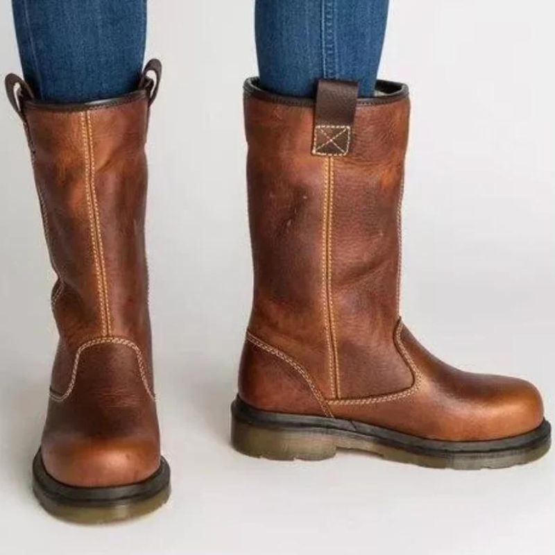 Women's Tall Brown Faux Leather Boots – alternate view