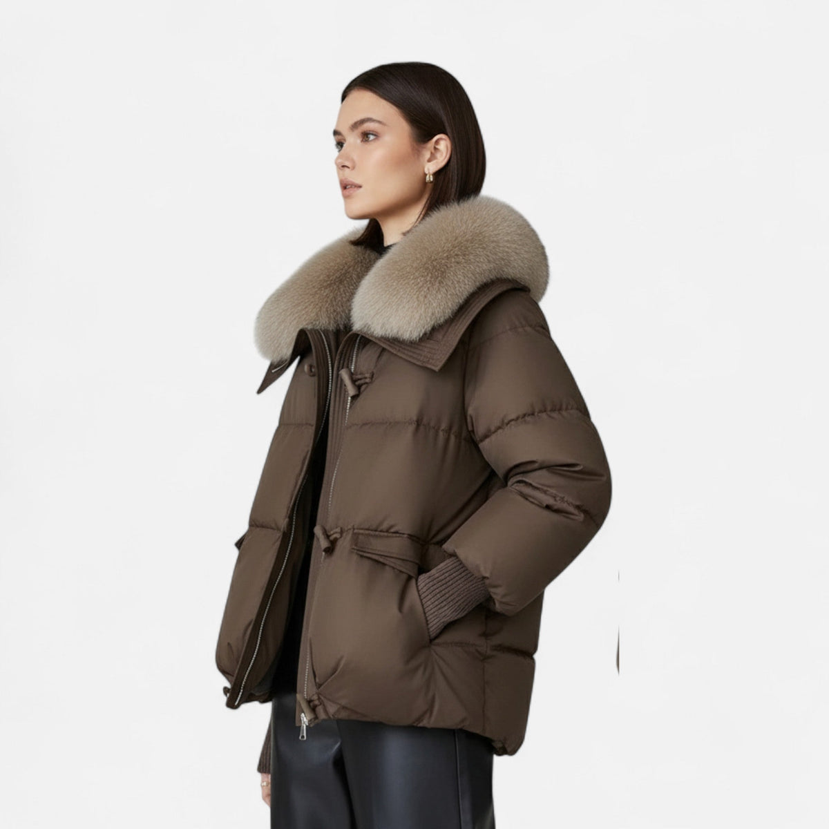Women's Faux Fur Collar Puffer Jacket – image 2