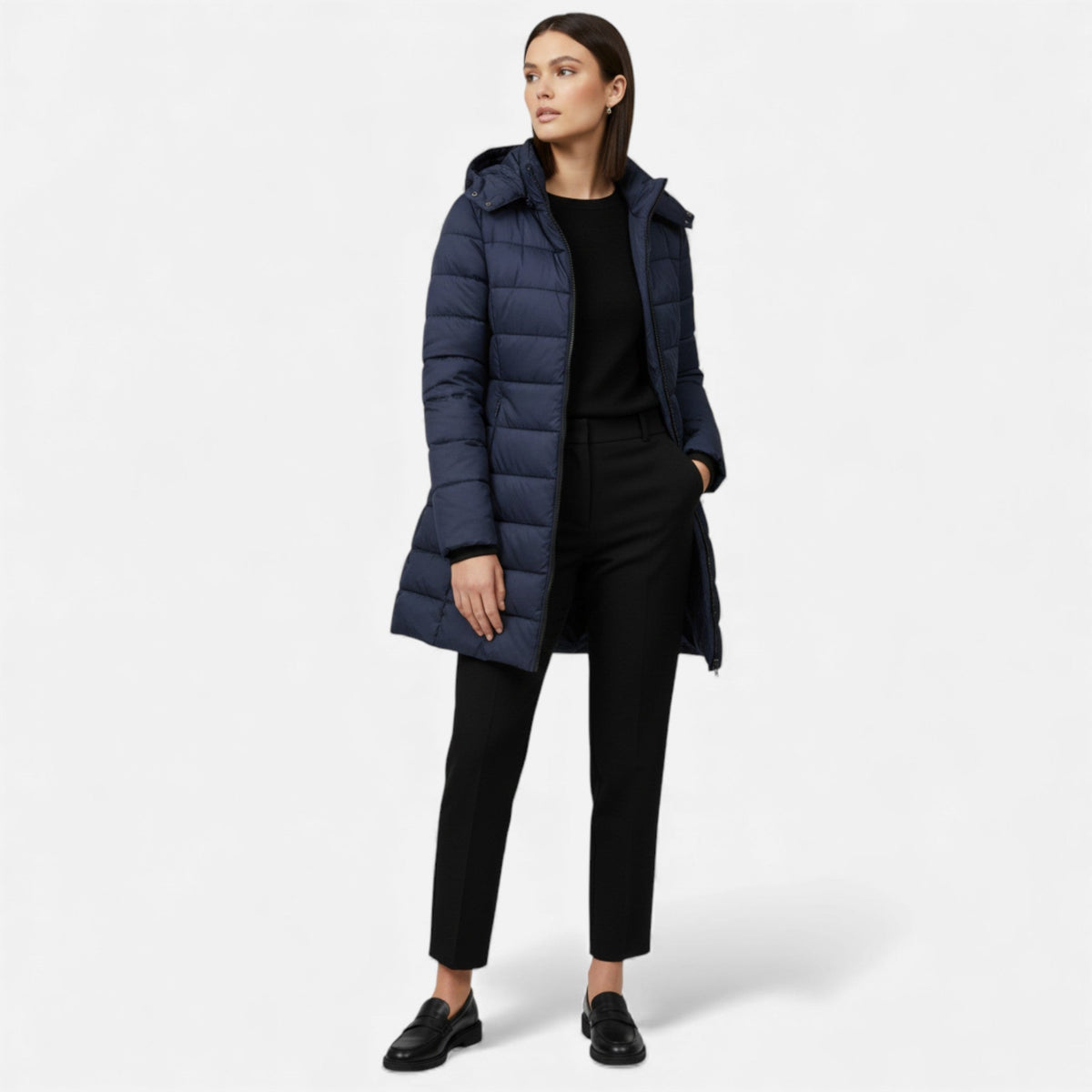 Women's Quilted Padded Jacket in Navy