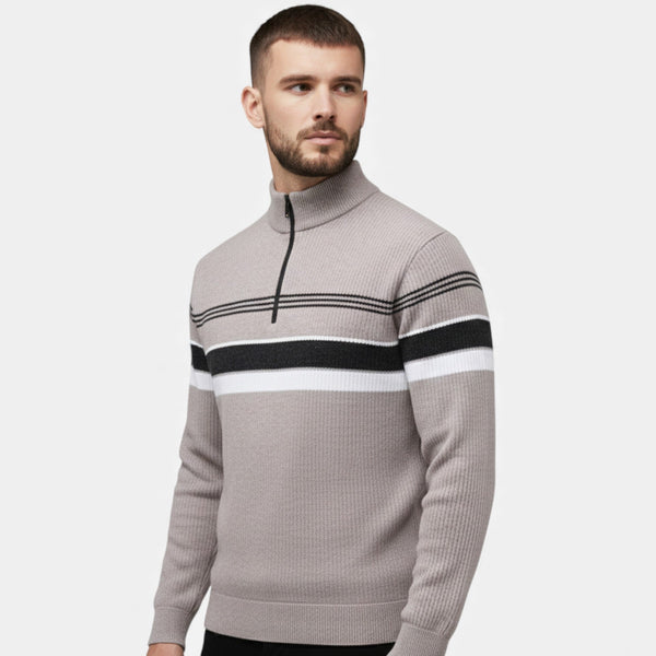 Men's Thick Striped Half Zip Jumper – image 1