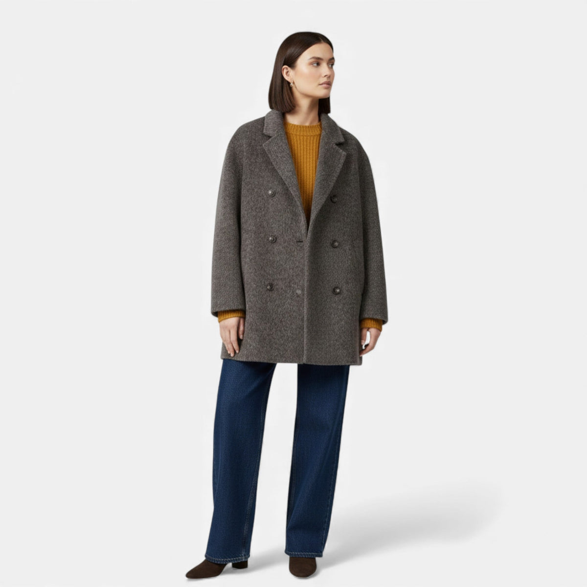 Women's Grey Wool Blend Coat – image 3