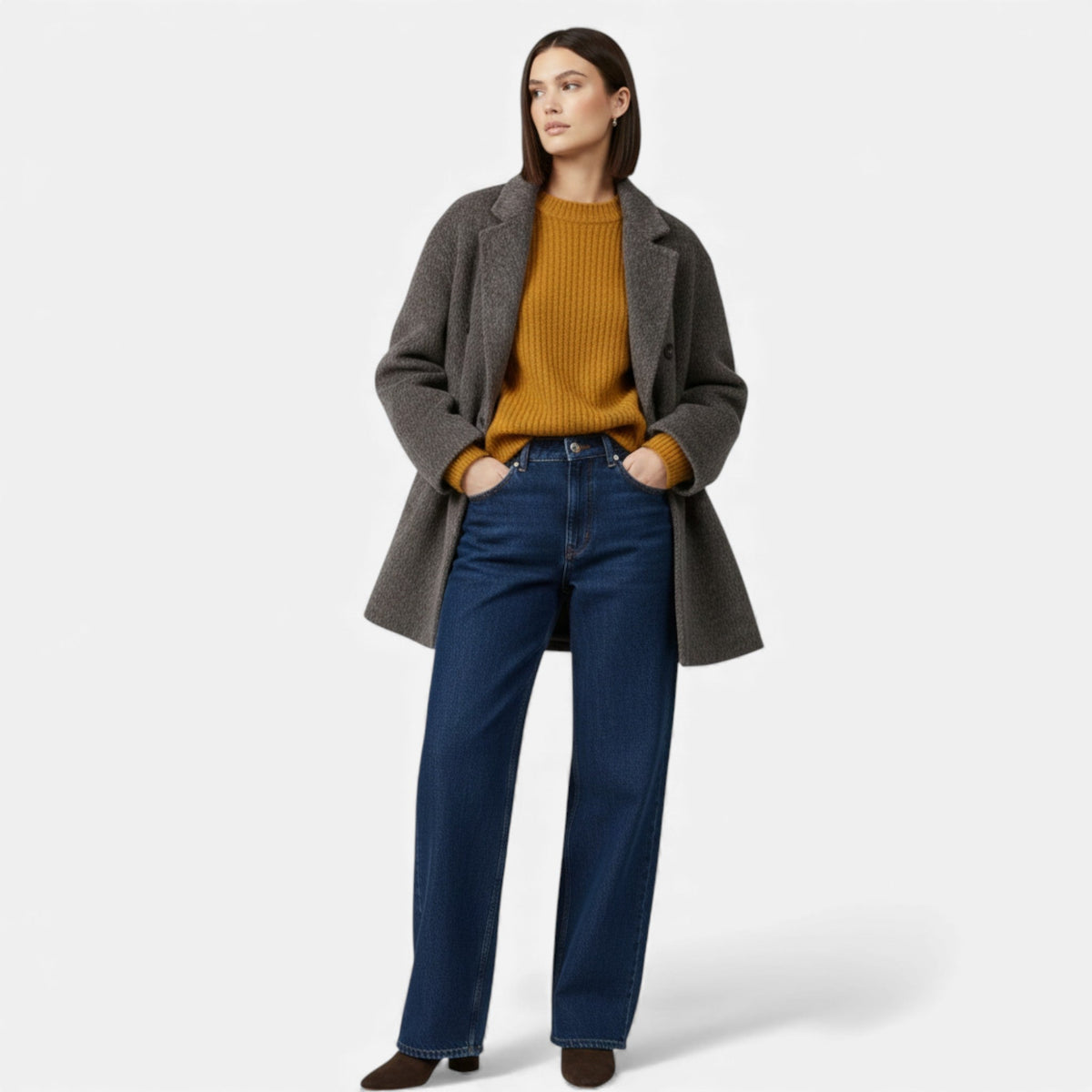 Women's Grey Wool Blend Coat – image 2