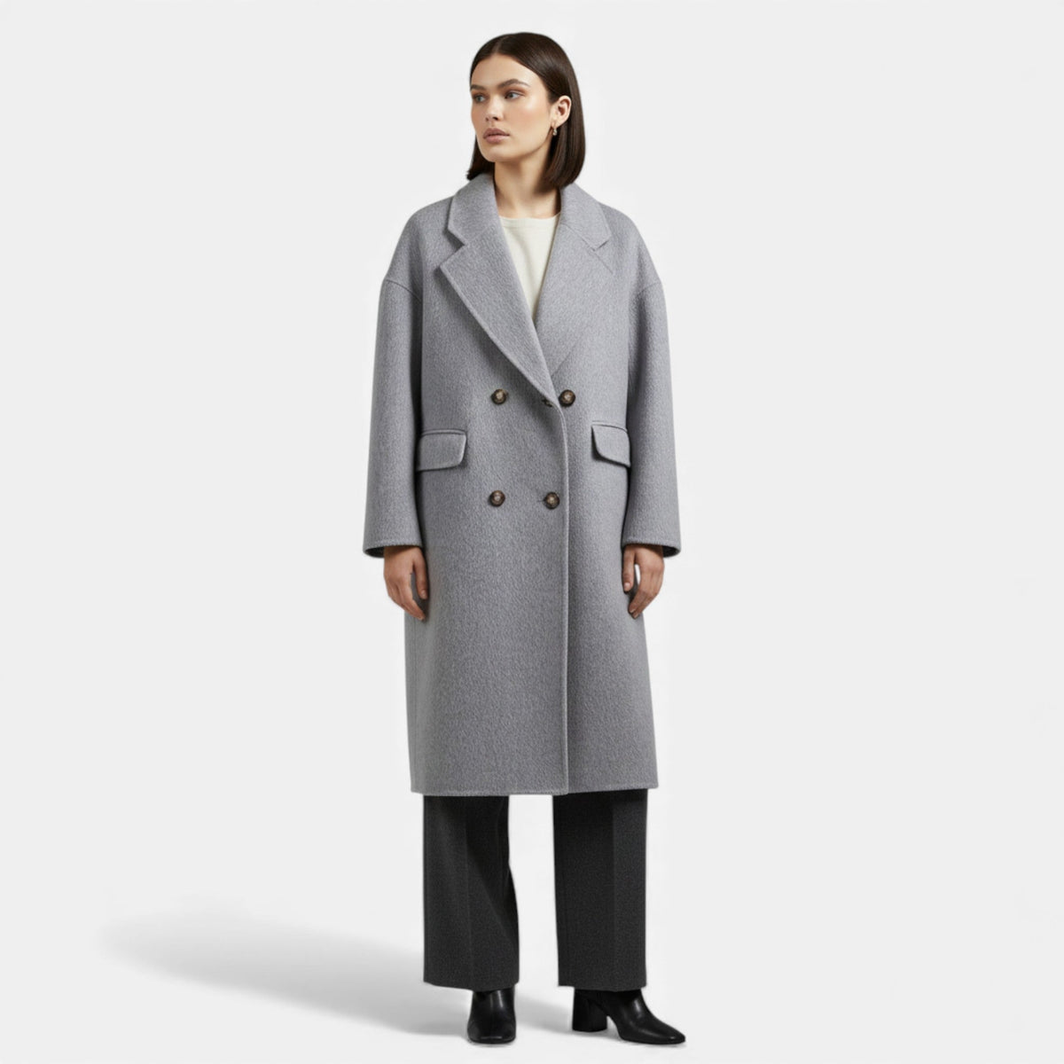 Women's Wool Blend Double Pocket Coat – image 3