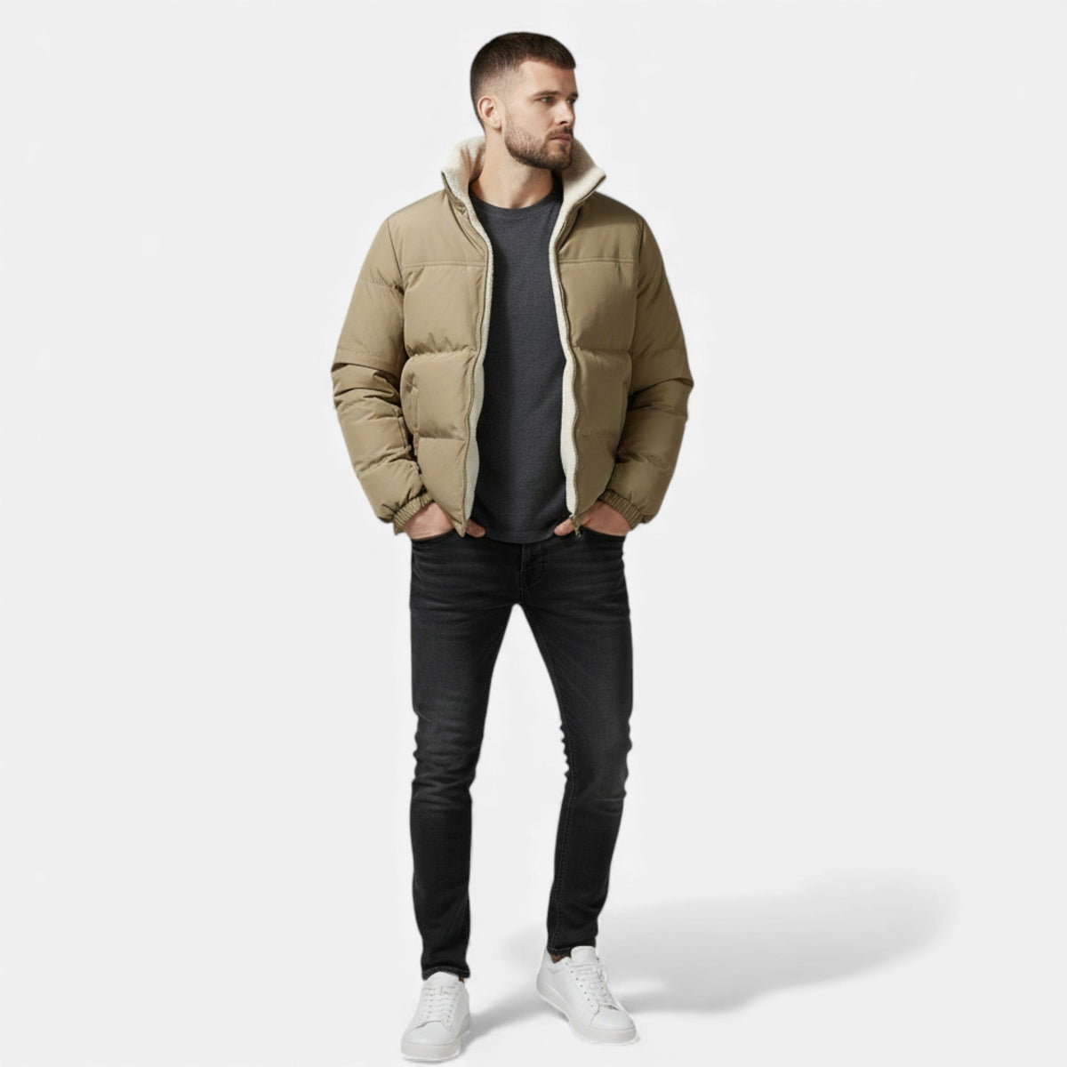 Men's Plush Lined Thick Puffer Jacket – image 3