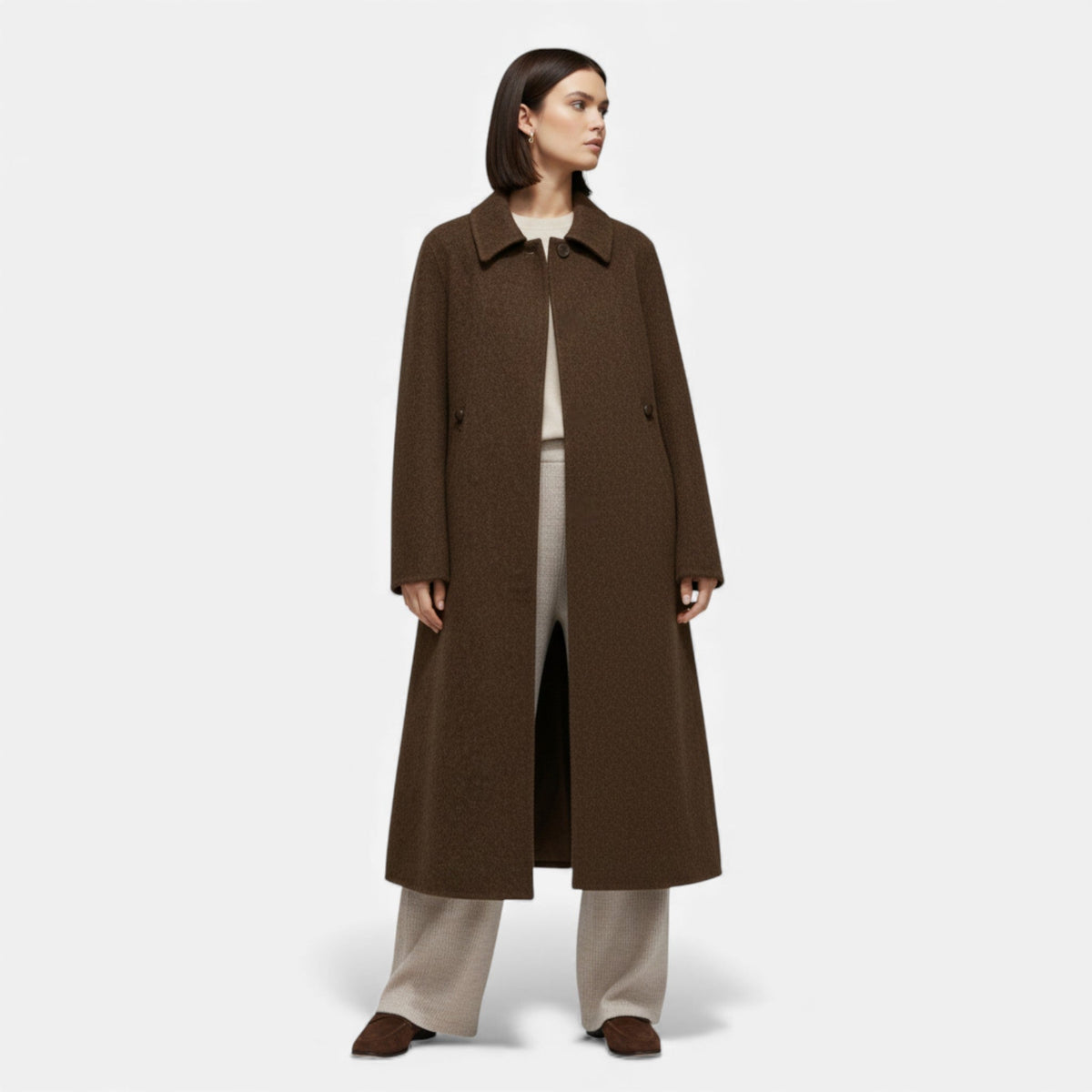 Women's Long Wool Blend Coat – image 3