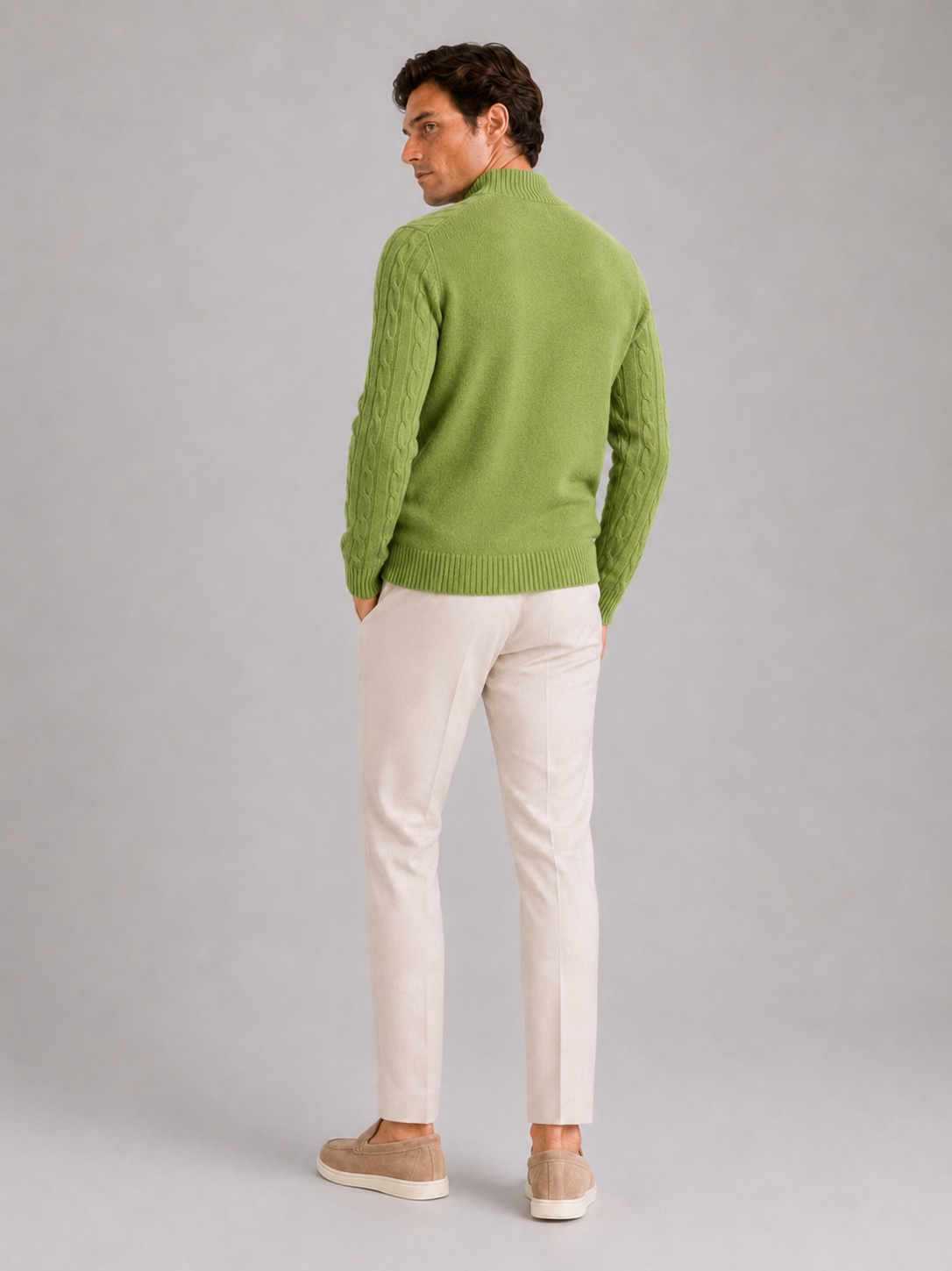 Men’s Cable Knit Mock Neck Sweater