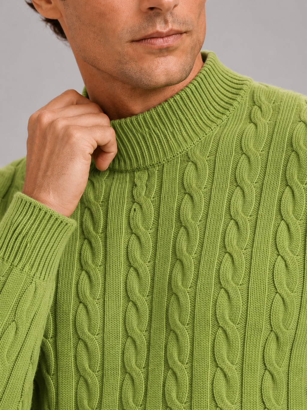 Men’s Cable Knit Mock Neck Sweater