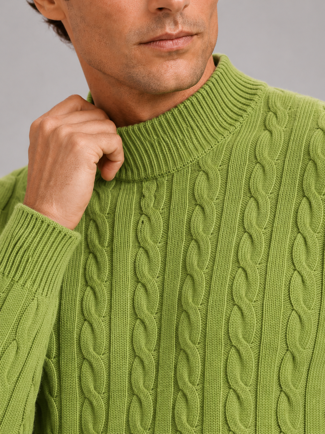 Men’s Cable Knit Mock Neck Sweater