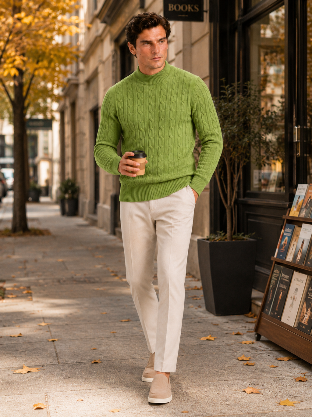 Men’s Cable Knit Mock Neck Sweater