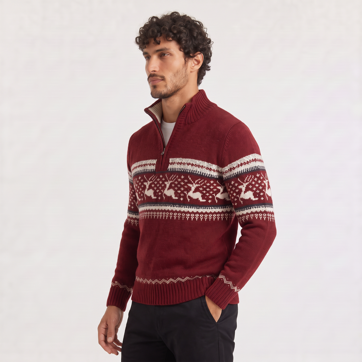 Men's Half Zip Fair Isle Jumper – image 4