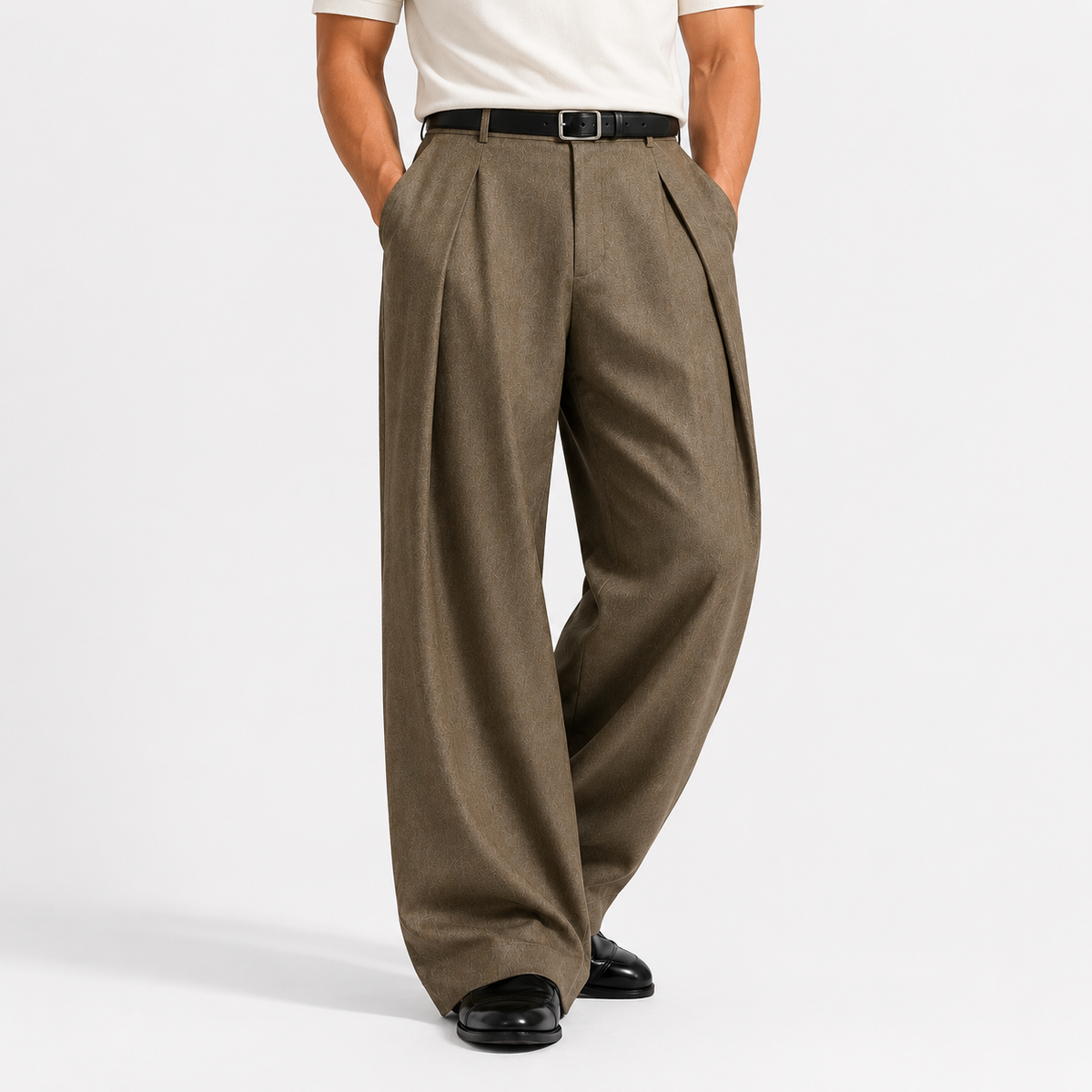 Men's Wide Leg Pleated Trousers – Relaxed Tailored Fit