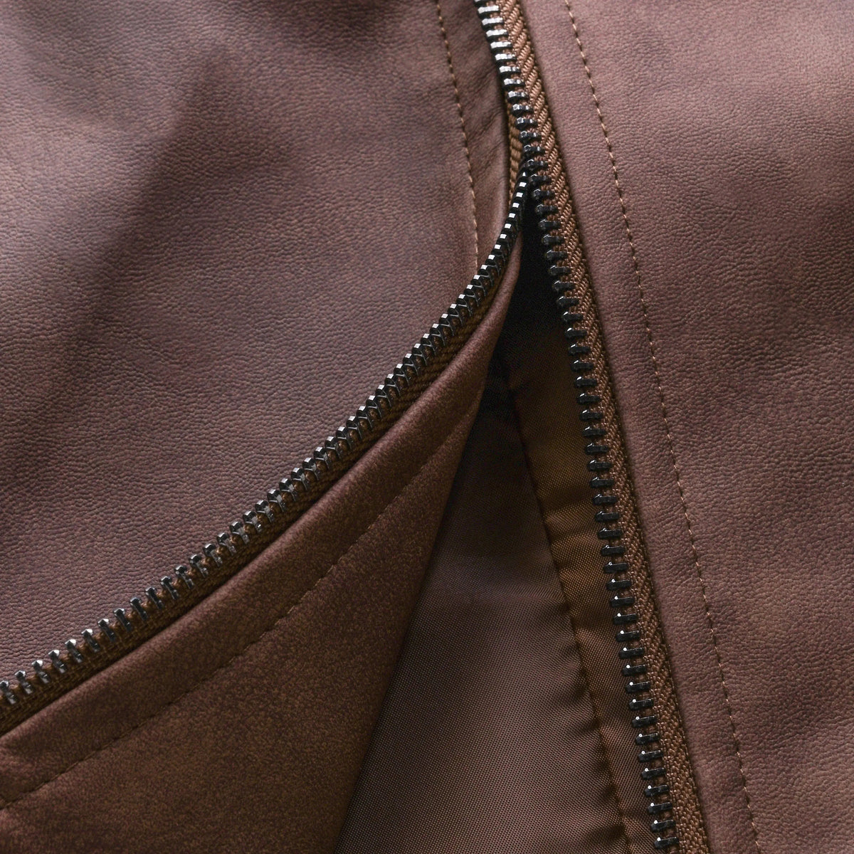 Men's Faux Leather Biker Jacket in Army Green – view 2