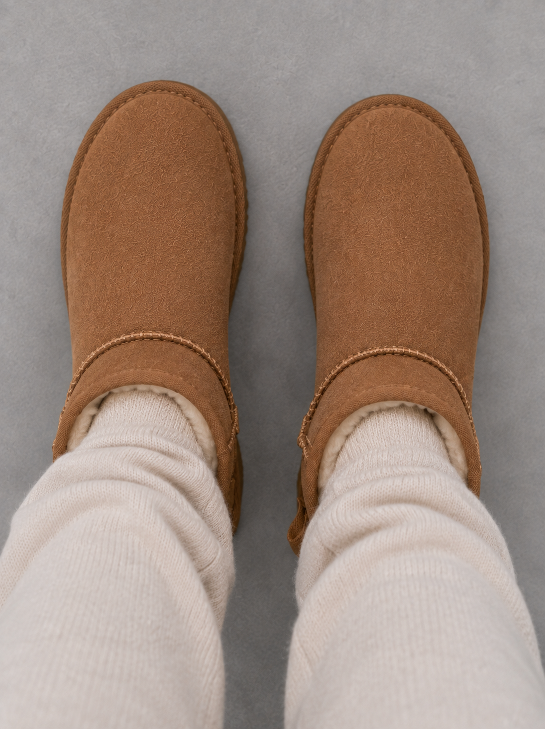 Women's Faux Shearling Lined Ankle Boots in Beige – view 4
