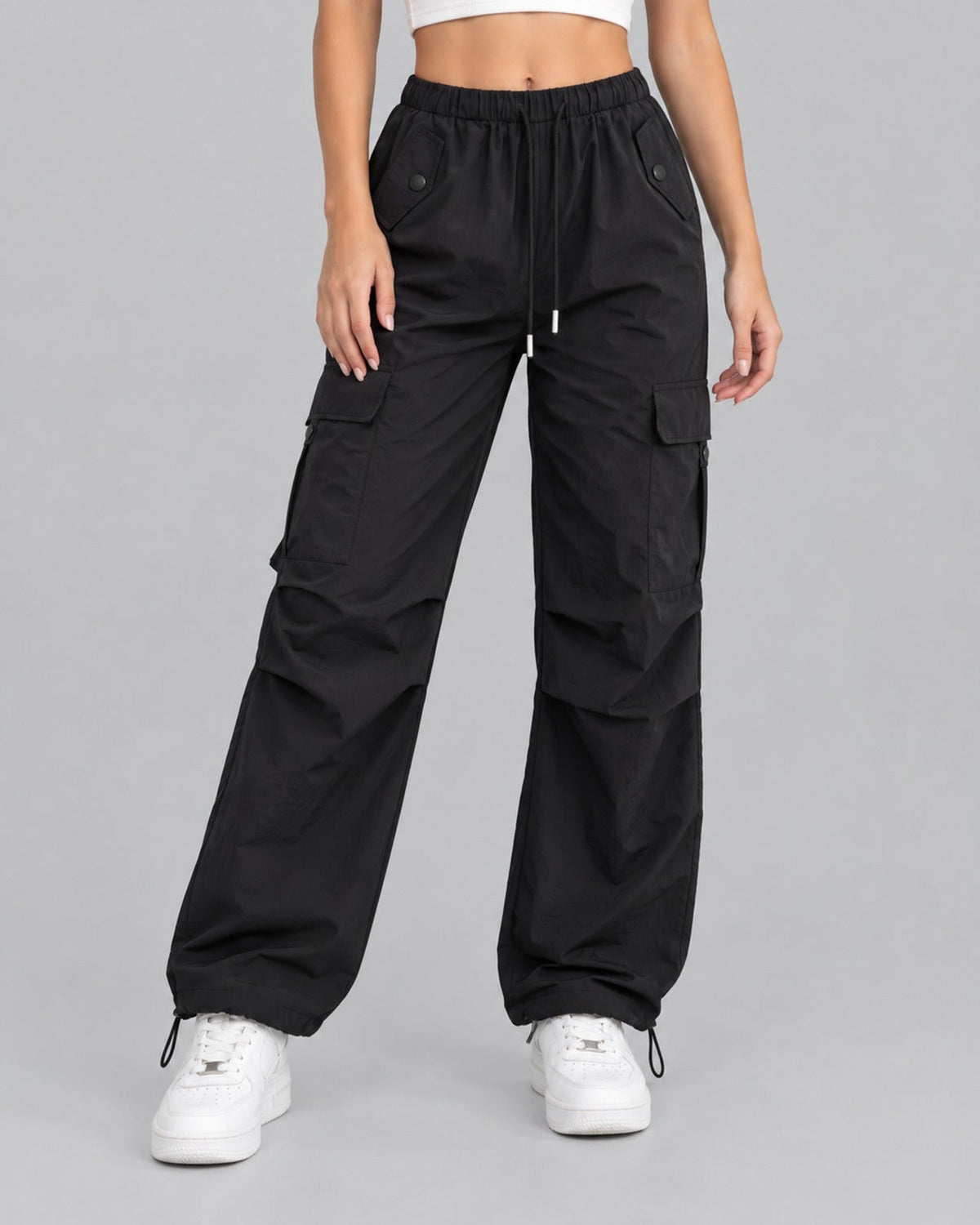 Women's Drawstring Cargo Trousers – Parachute Style