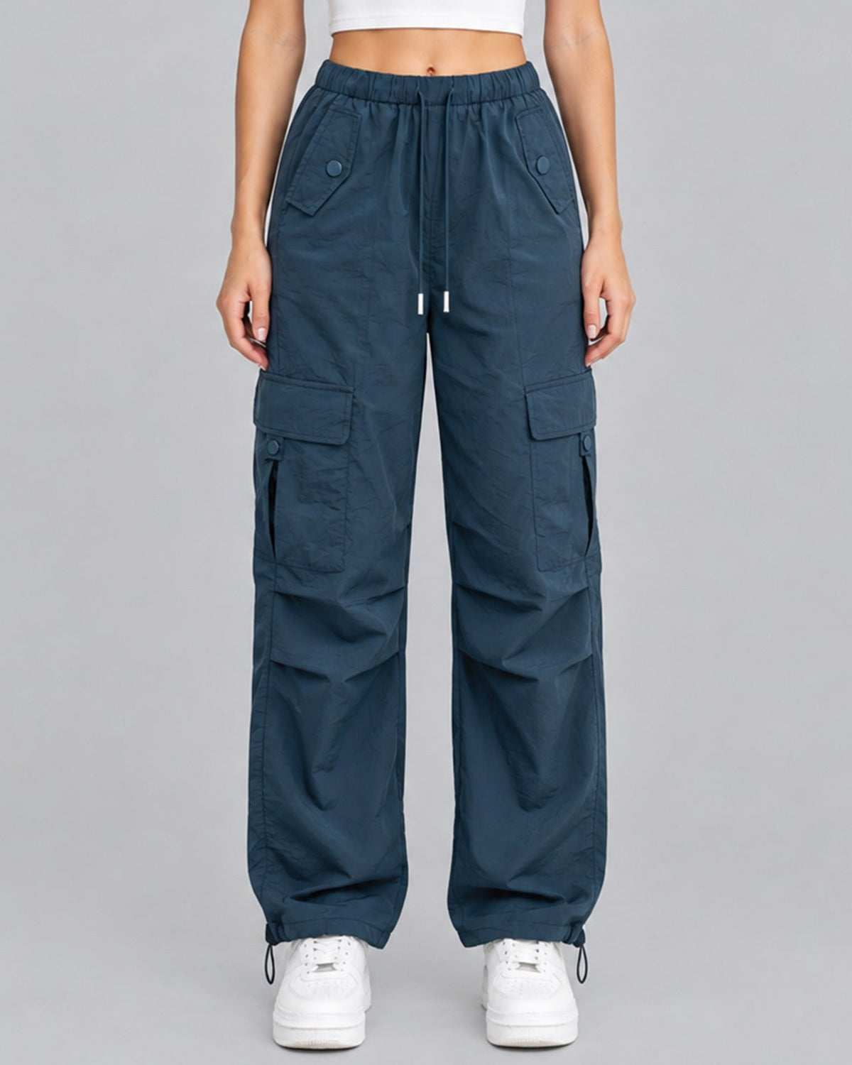 Women's Drawstring Cargo Trousers – Parachute Style