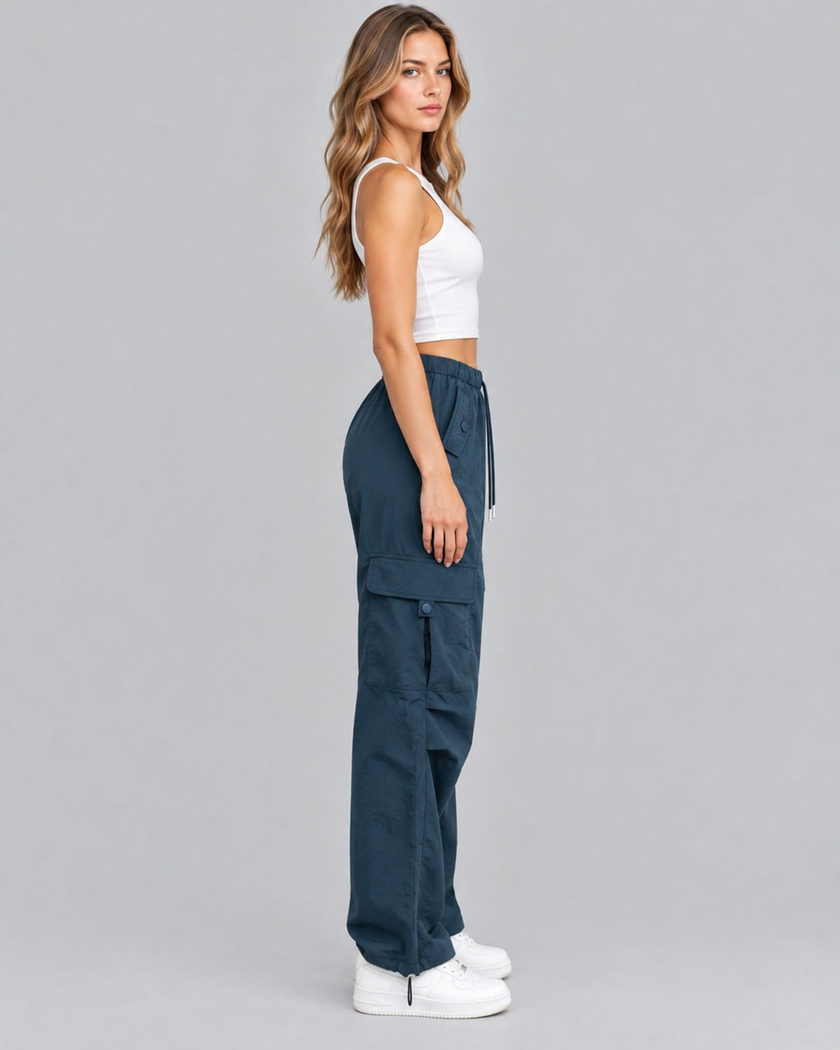 Women's Drawstring Cargo Trousers – Parachute Style