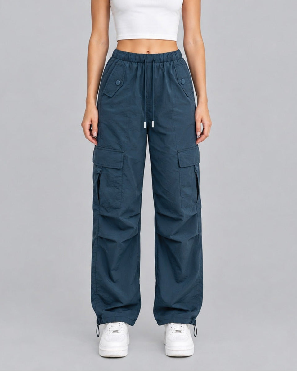 Women's Drawstring Cargo Trousers – Parachute Style