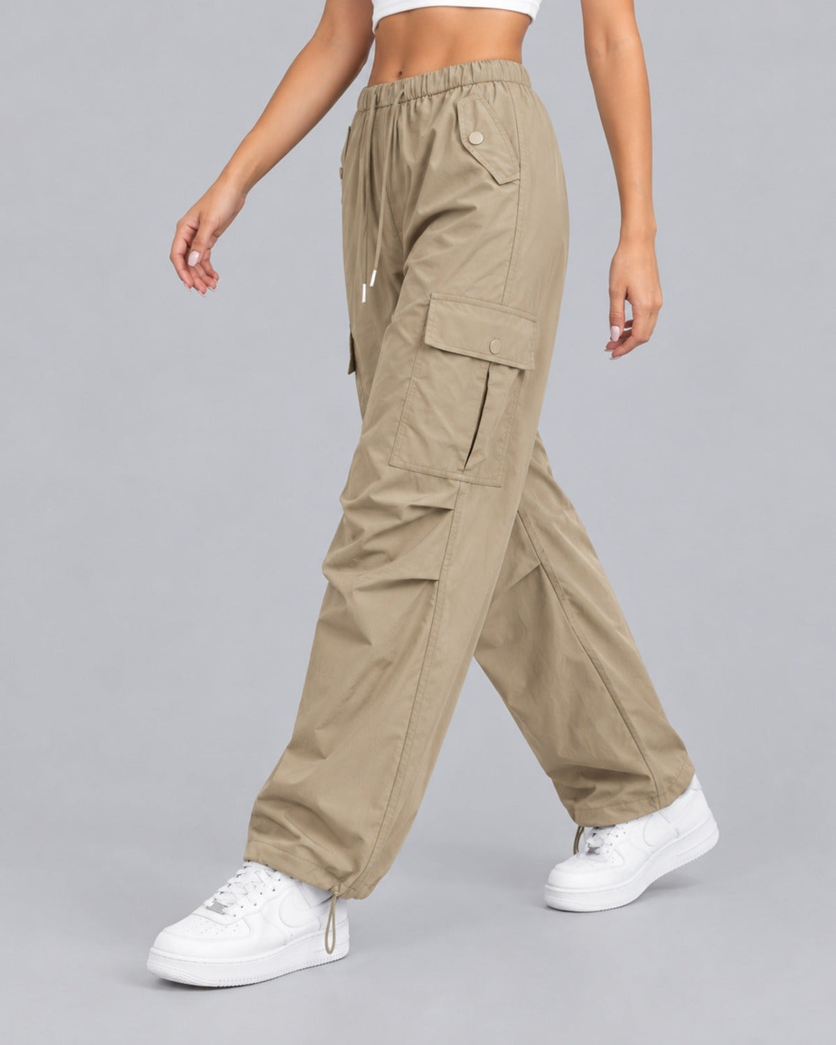 Women's Drawstring Cargo Trousers – Parachute Style