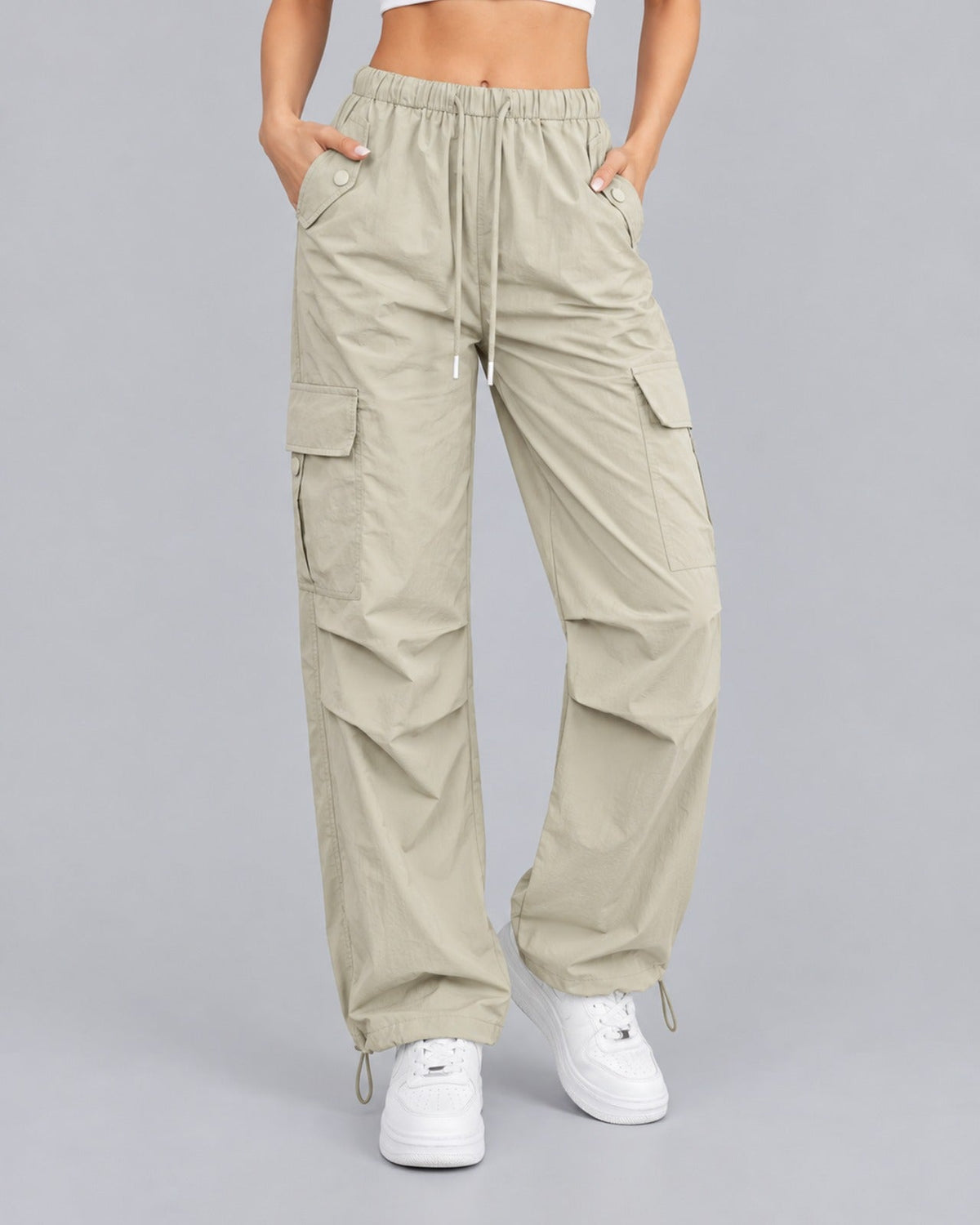 Women's Drawstring Cargo Trousers – Parachute Style