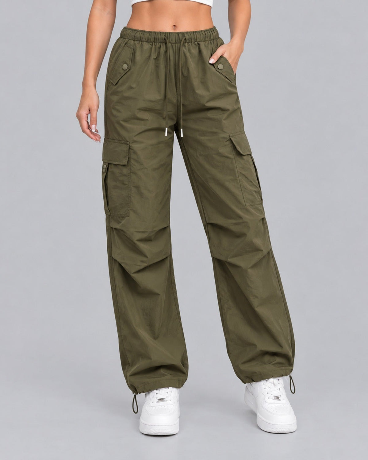 Women's Drawstring Cargo Trousers – Parachute Style