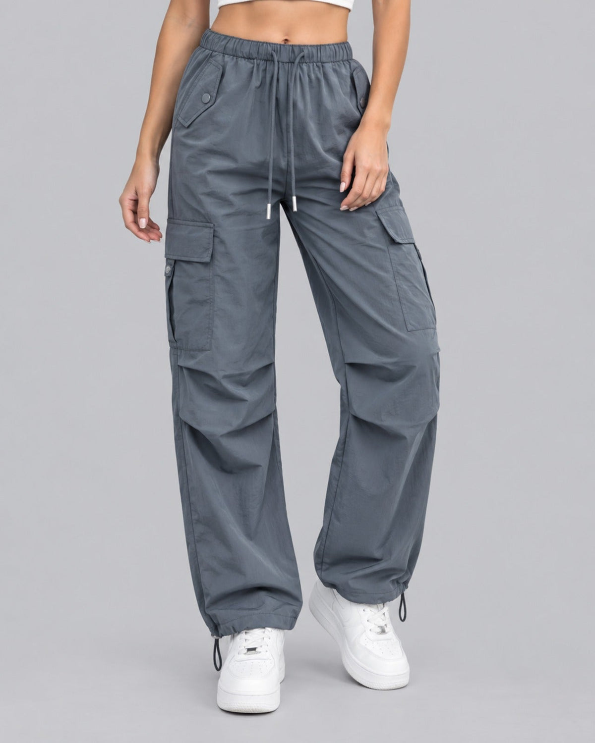 Women's Drawstring Cargo Trousers – Parachute Style