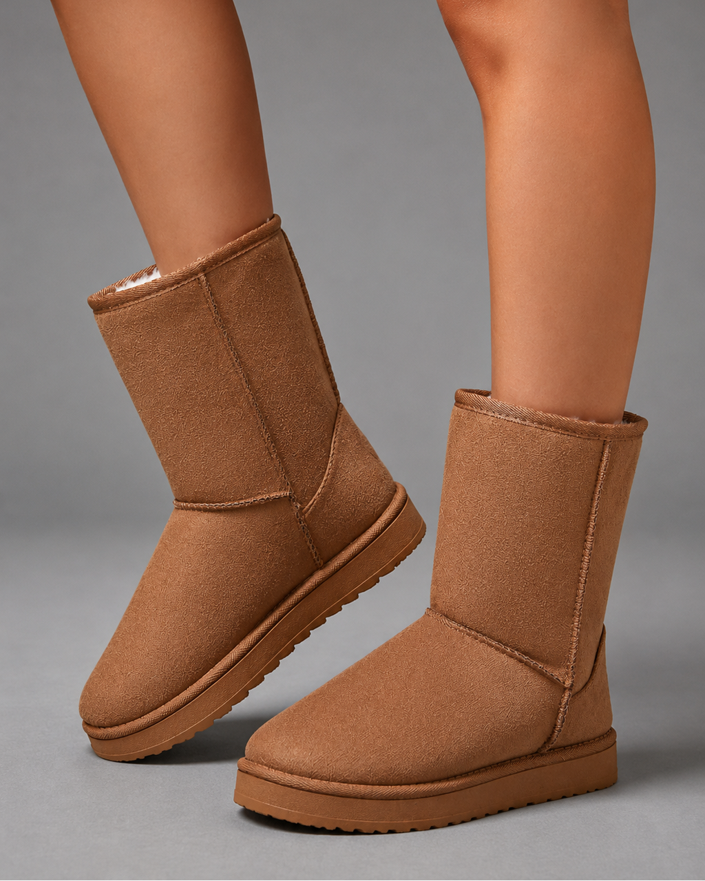 Women’s Mid-Calf Winter Boots – Plush Lined Slip-On Snow Shoes