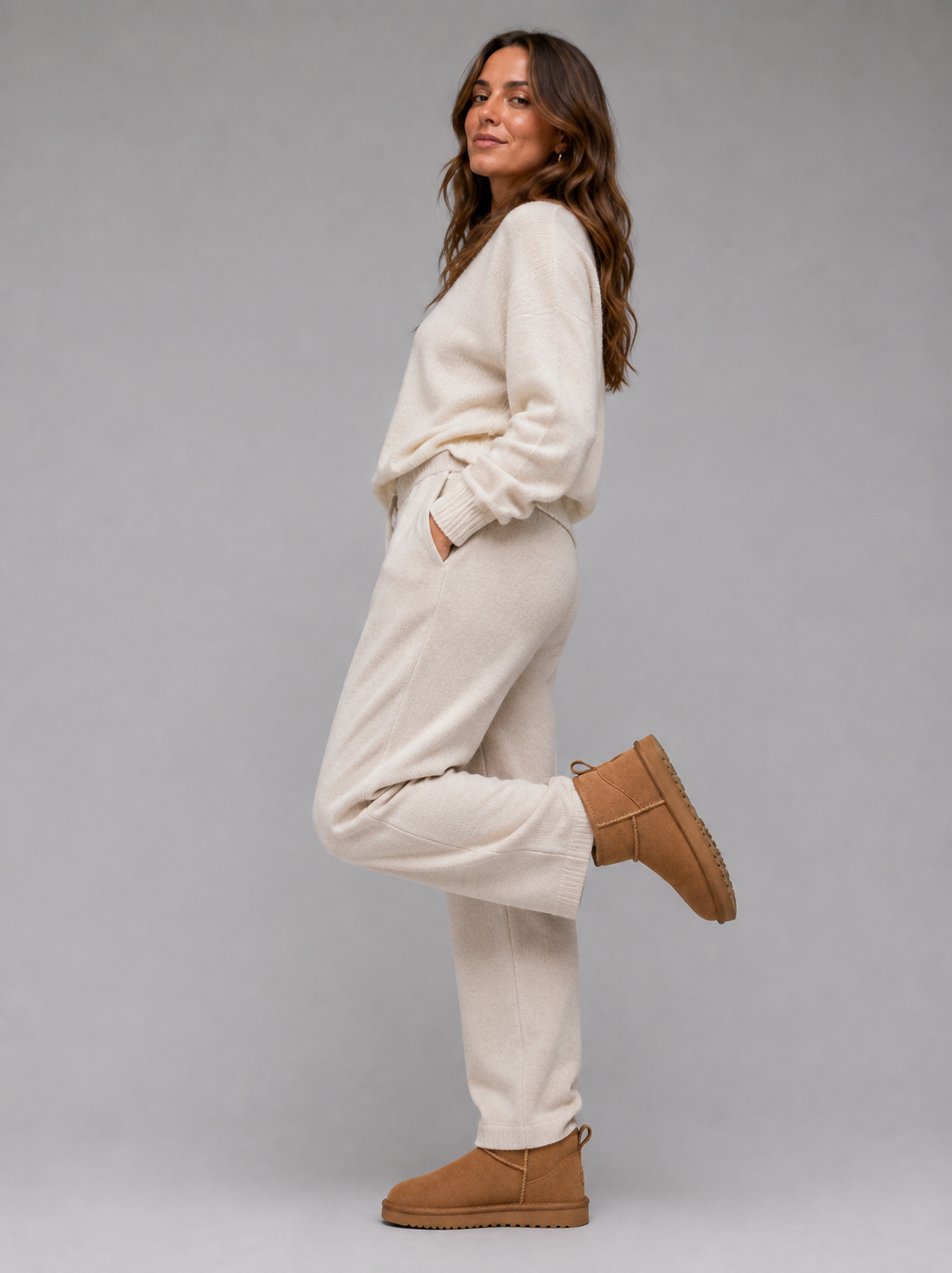 Women's Faux Shearling Lined Ankle Boots in Beige – view 2