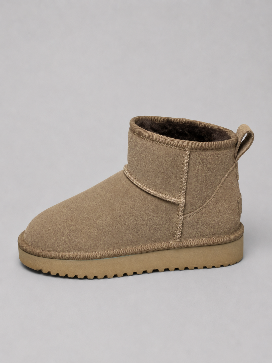 Women's Faux Shearling Lined Ankle Boots in Taupe – view 3