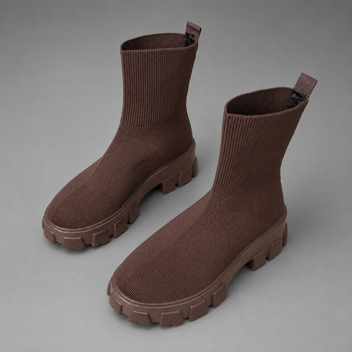 Women's Faux Fur Lined Stretch Ankle Boots in Brown