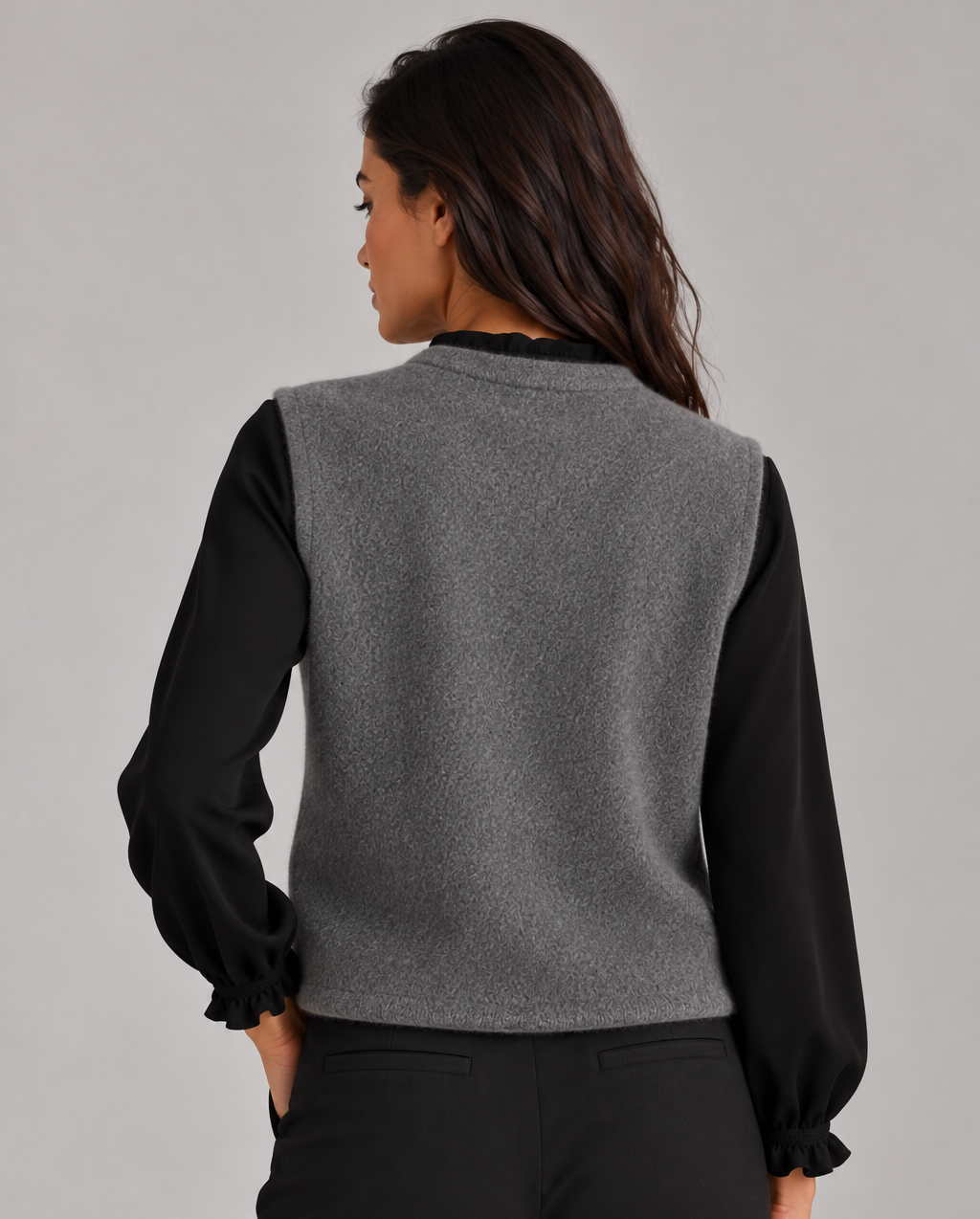 Women's Button Up Knitted Vest – Sleeveless Crew Neck