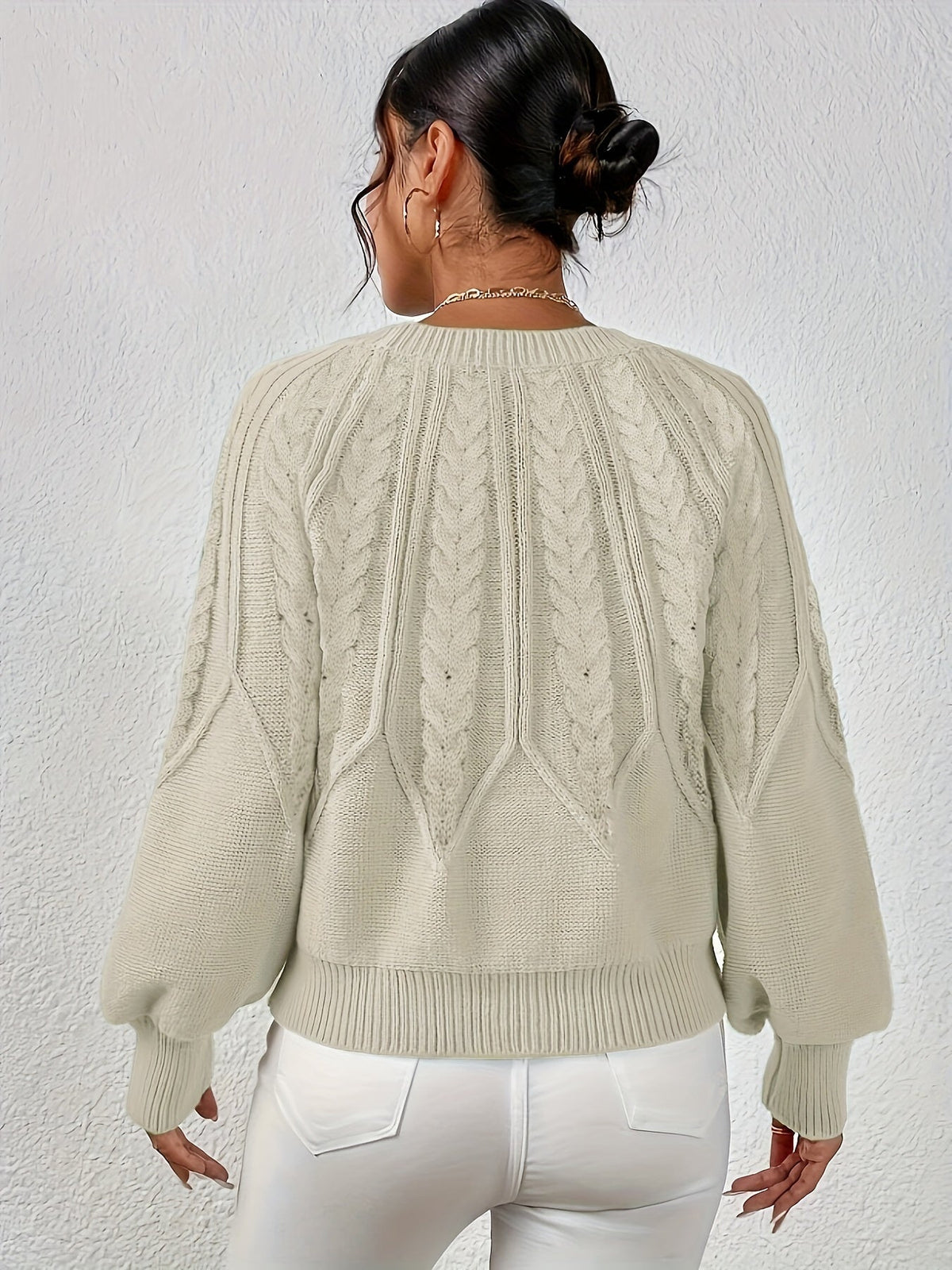 Women's Relaxed Cable Knit Sweater – view 8