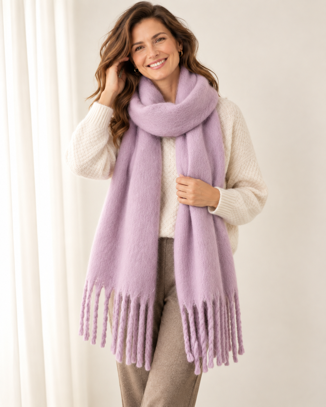 Women's Soft Cashmere Feel Scarf – Pashmina Style Winter Wrap