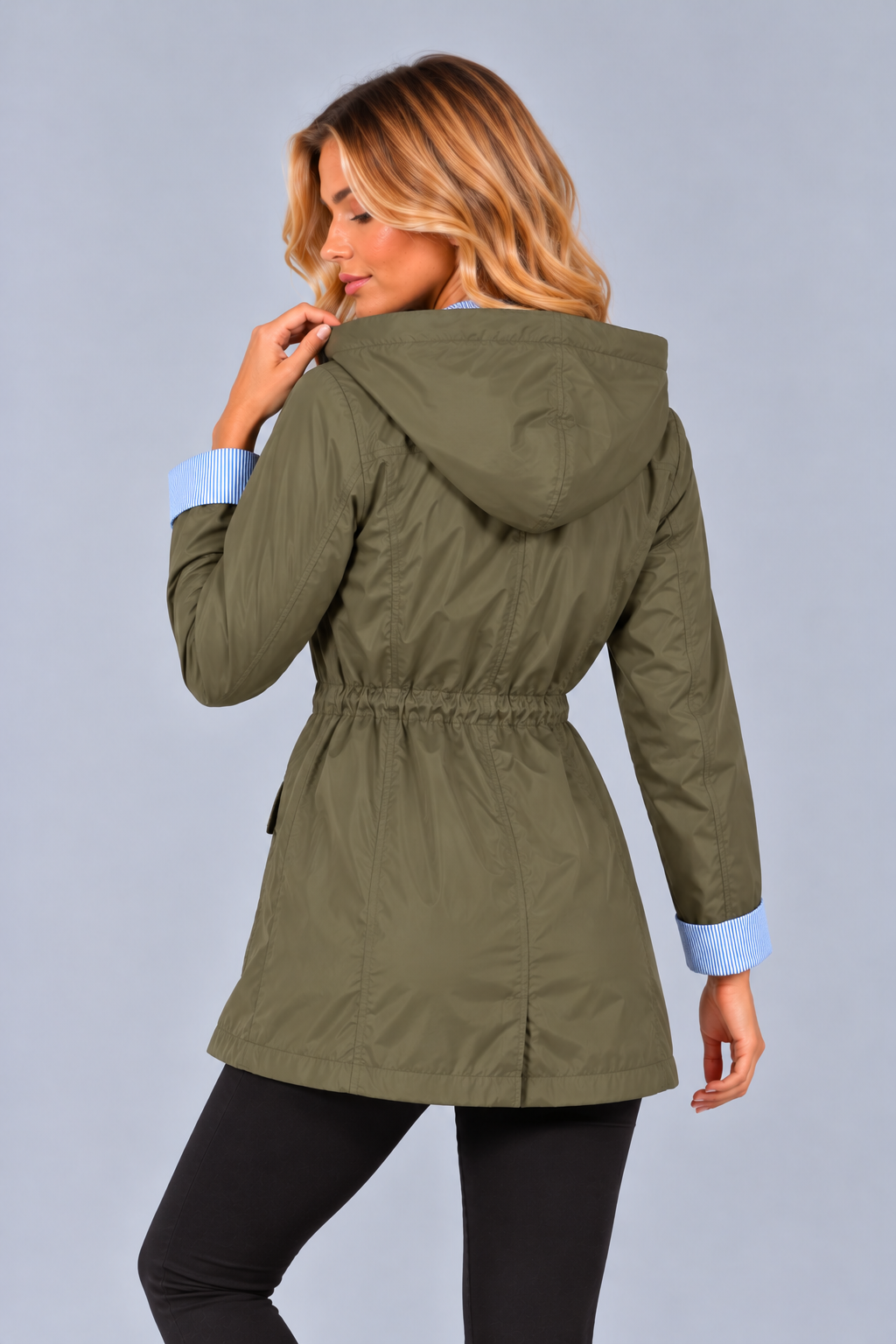Women's Hooded Rain Jacket – Drawstring Waist Coat