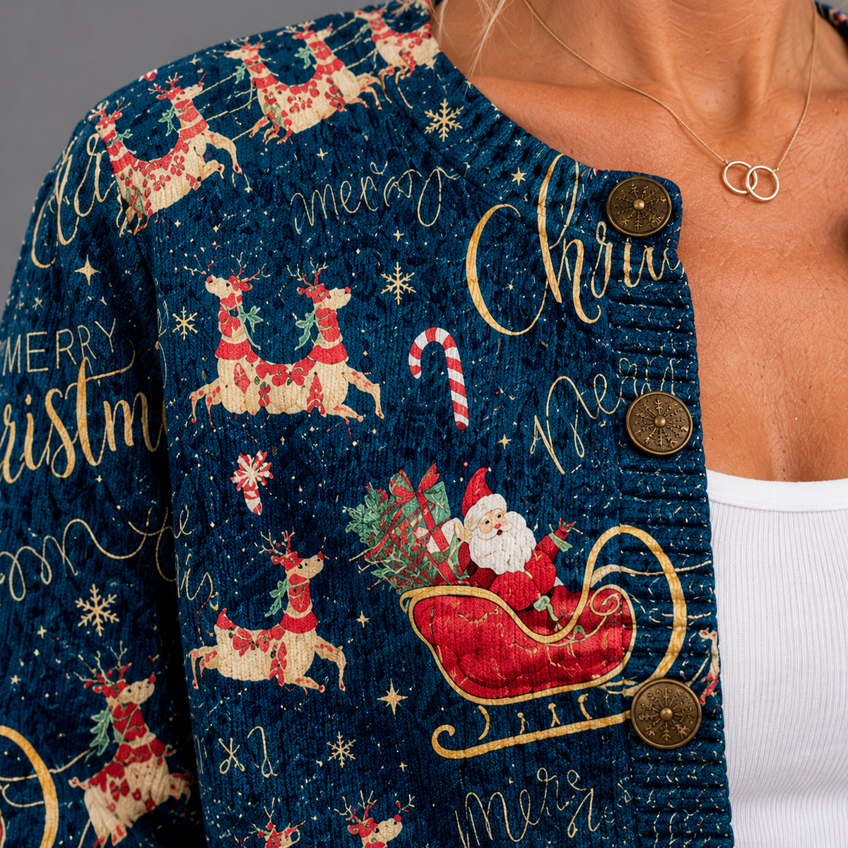 Women's Santa sleigh and reindeer cardigan – Covert Club product photo 3