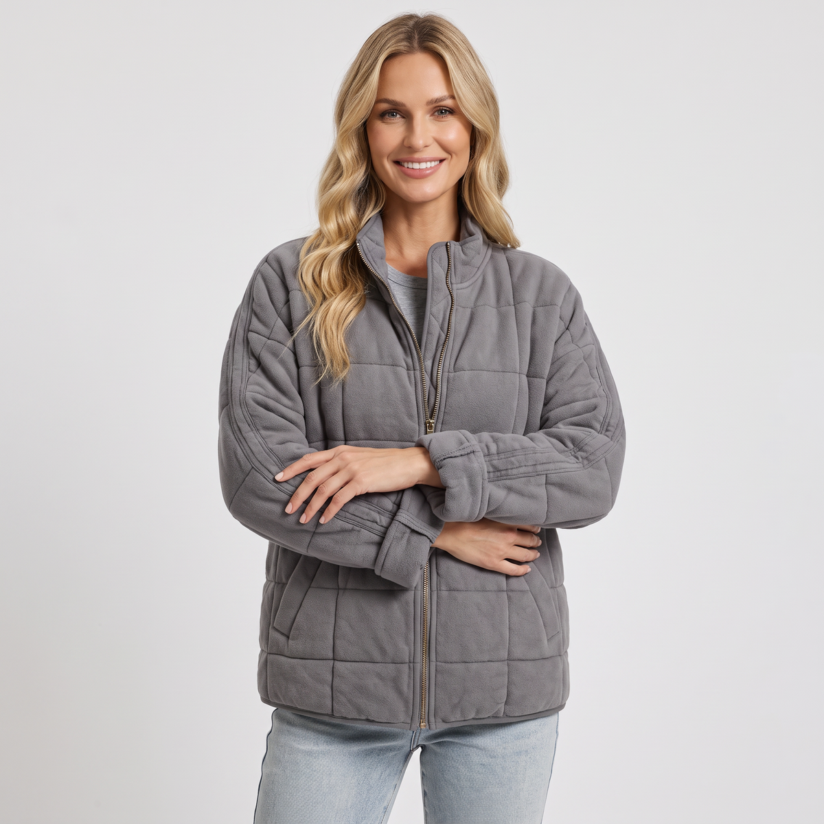 Women's Lightweight Quilted Jacket in Gray