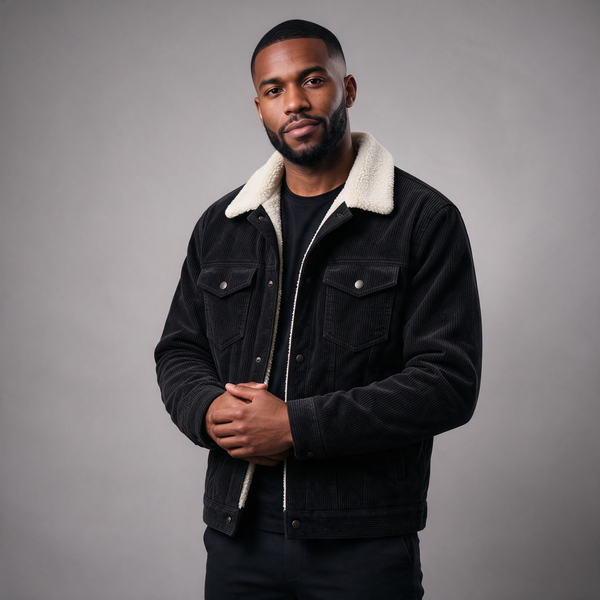 Men's Corduroy Jacket with Sherpa Collar