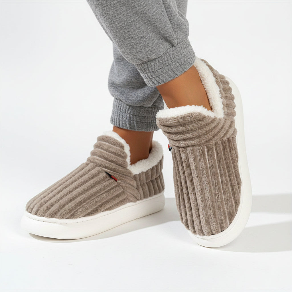 Orthopaedic Plush Winter Slippers in Coffee Brown