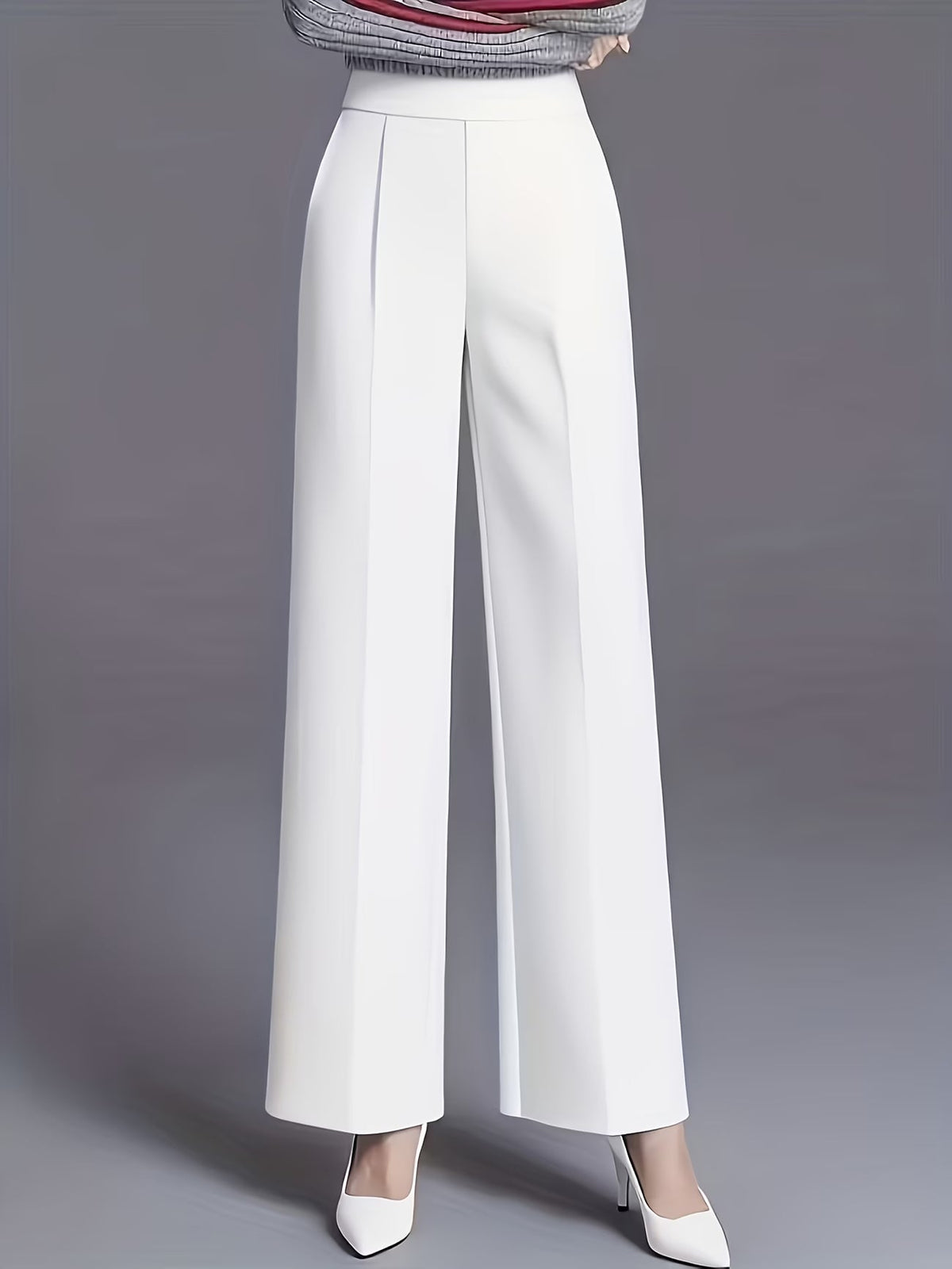 Women's High Waisted Slant Pocket Trousers in White