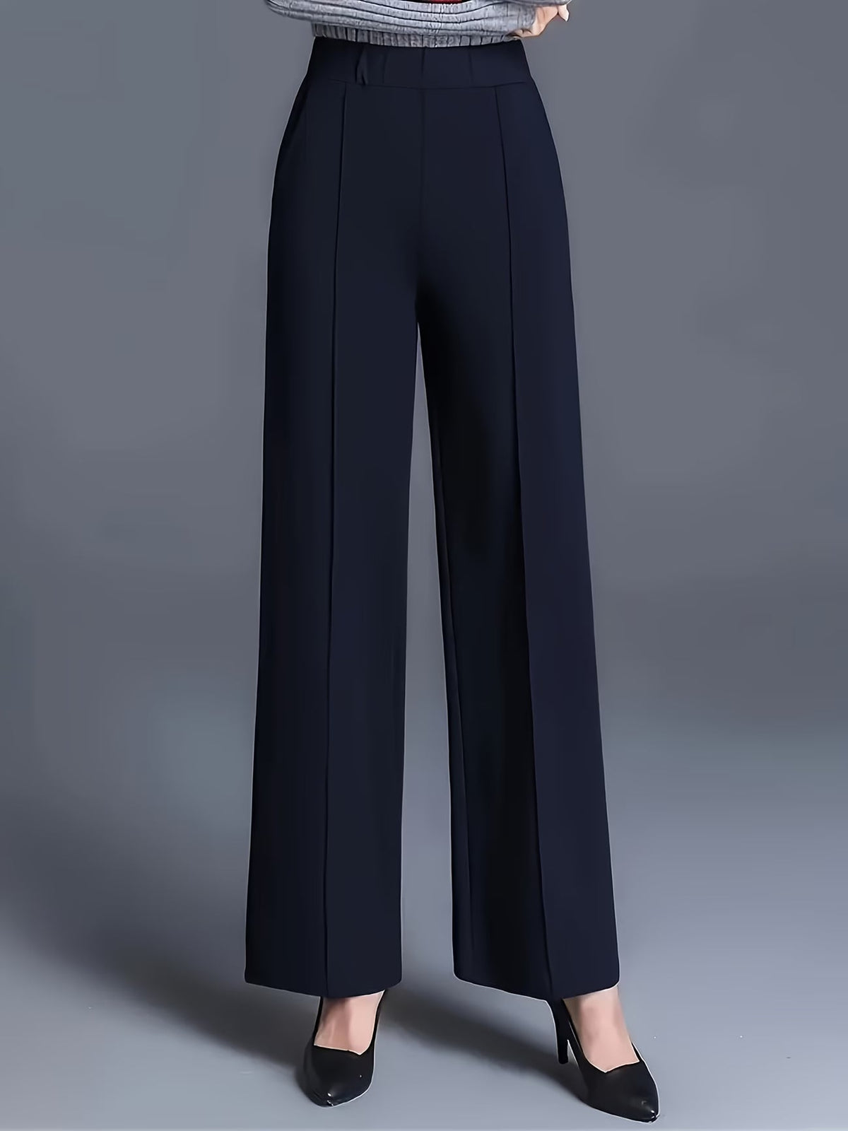 Women's High Waisted Slant Pocket Trousers in Black
