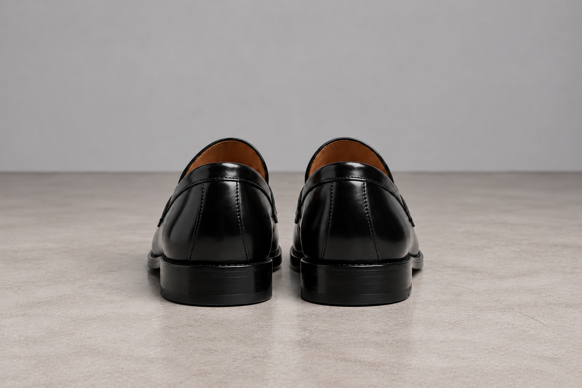 Men's Black Penny Loafers – Faux Leather Slip On Shoes